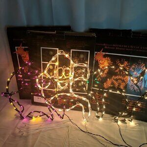 3 Set Vintage Sears Halloween Silhouettes Lights Window Decor Cat Witch Ghost